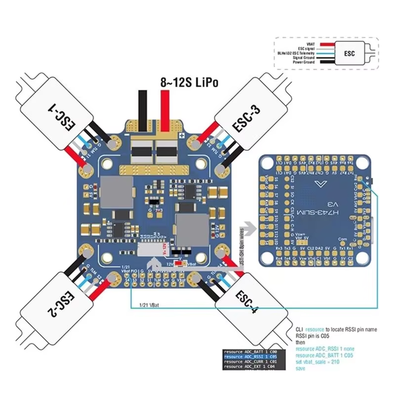 لوحة Matek System XCLASS PDB F - مراجعة Drone Camera Thermal وسعره